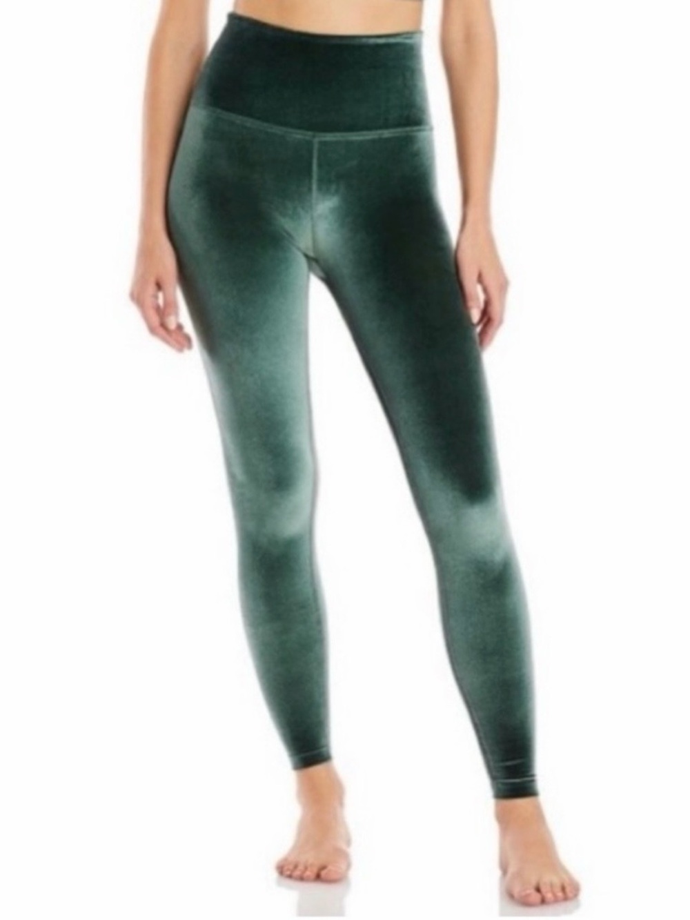 Beyond Yoga High-Waist Velvet Motion Leggings in Forest Green